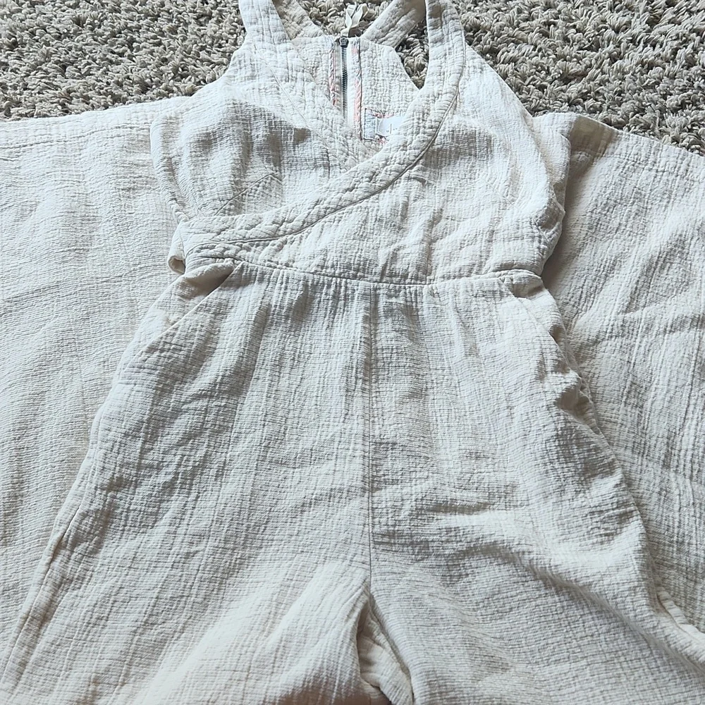 Anthropologie Cream Textured Jumpsuit Womans Size 4 - Picture 10 of 10